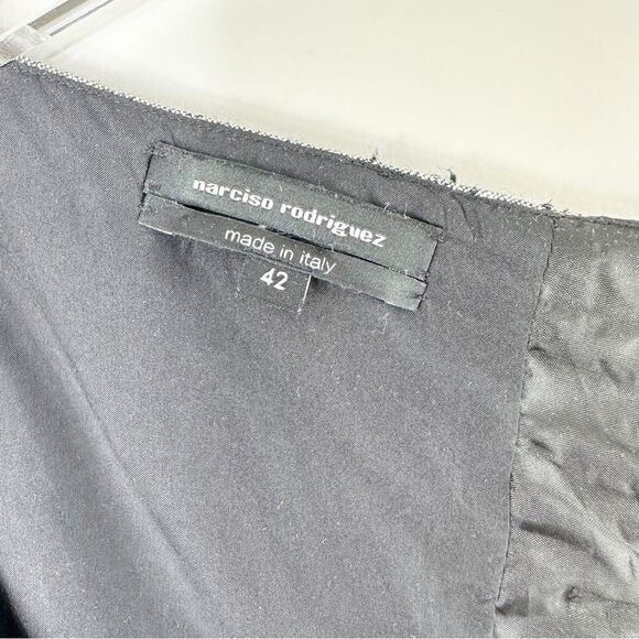 Narsico Rodriguez Linen/Silk Nubby Gray Sheath Dress w/Black Color-block Back 6 - Picture 10 of 15